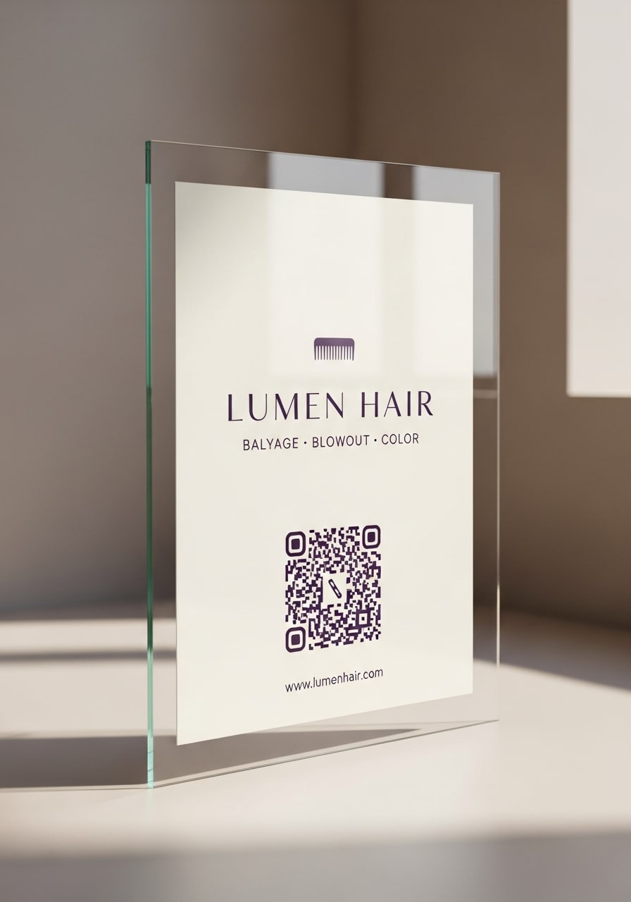 Lumen Hair Studio on a window