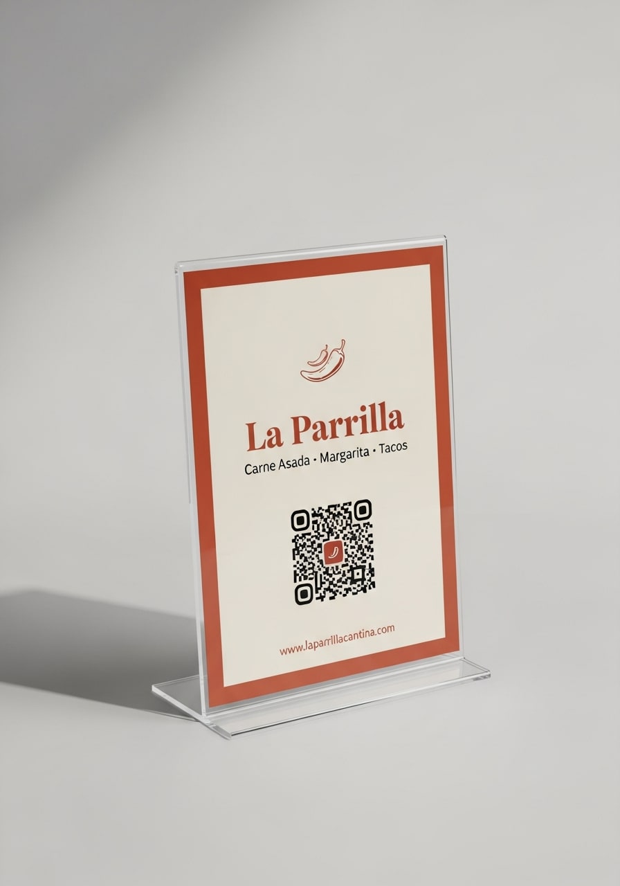 La Parrilla Cantina on a table tent